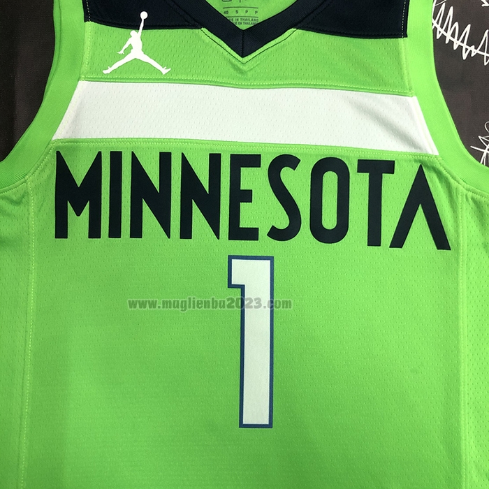 Maglia Anthony Edwards NO 1 Minnesota Timberwolves Statement 2020-21 Verde